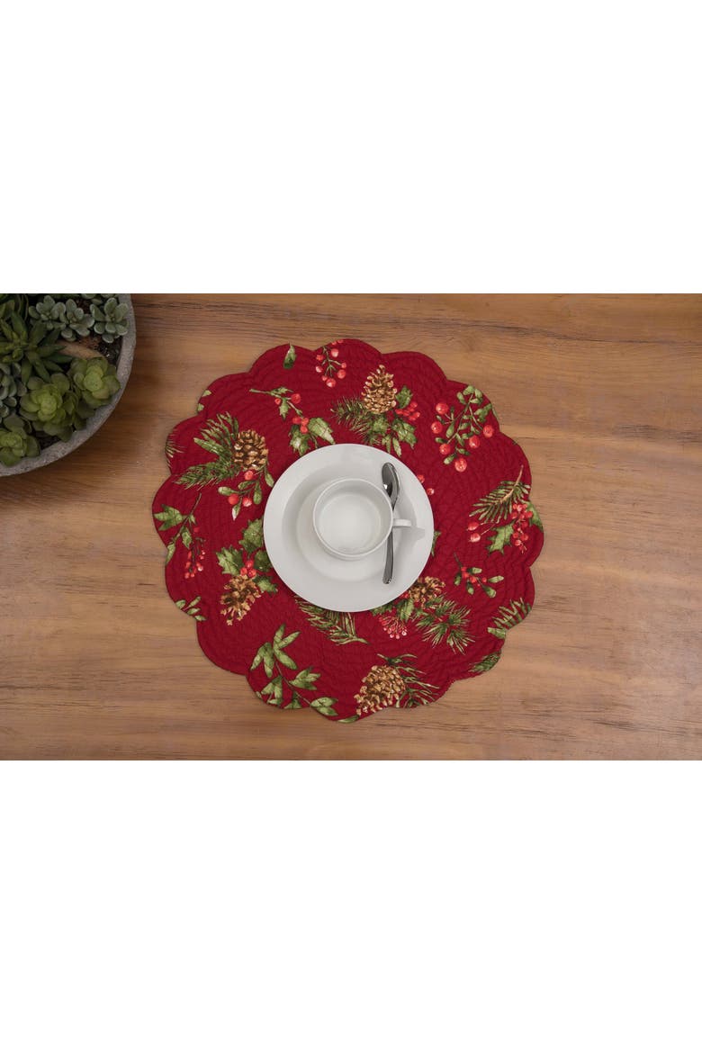 Maureen Floral Reversible Round Set of 6 Placemats17", Alternate, color, Red