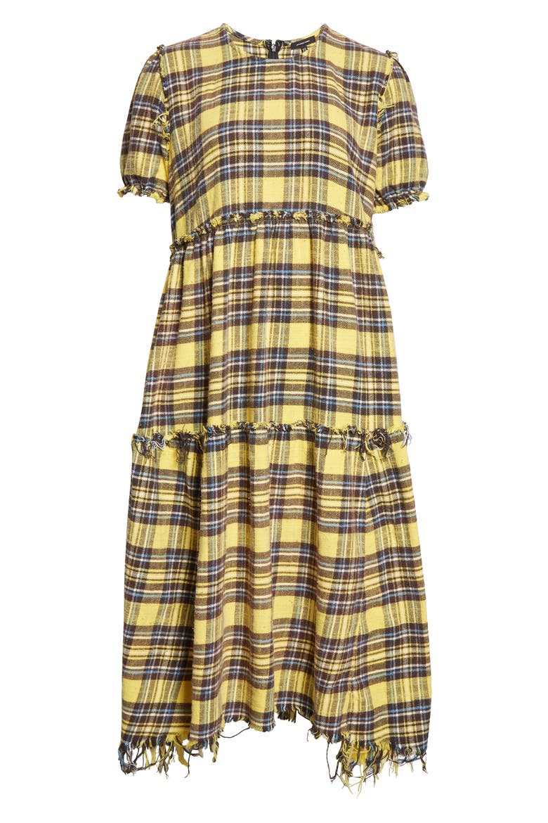 Plaid Distressed Cotton Flannel Maxi Dress, Alternate, color, YELLOW PLAID