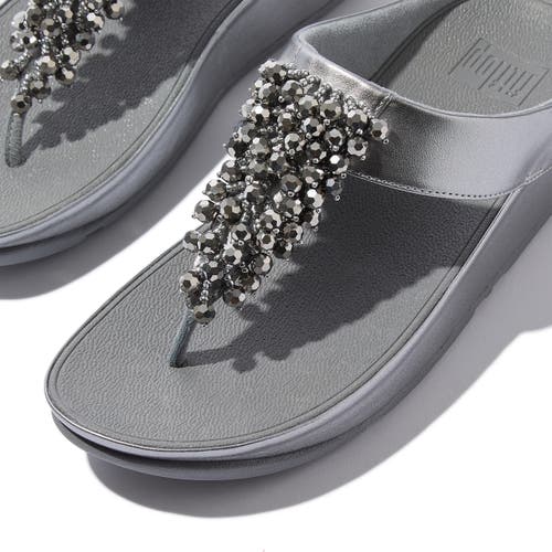 Fitflop Rumba Iridescent Beaded Toe-post Sandals In White