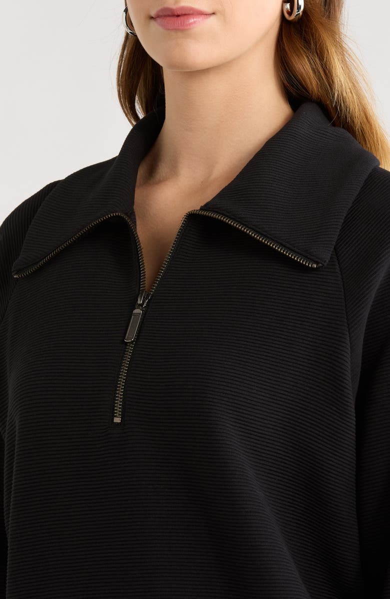 Caslon<sup>®</sup> Ottoman Half Zip Pullover, Alternate, color, Black