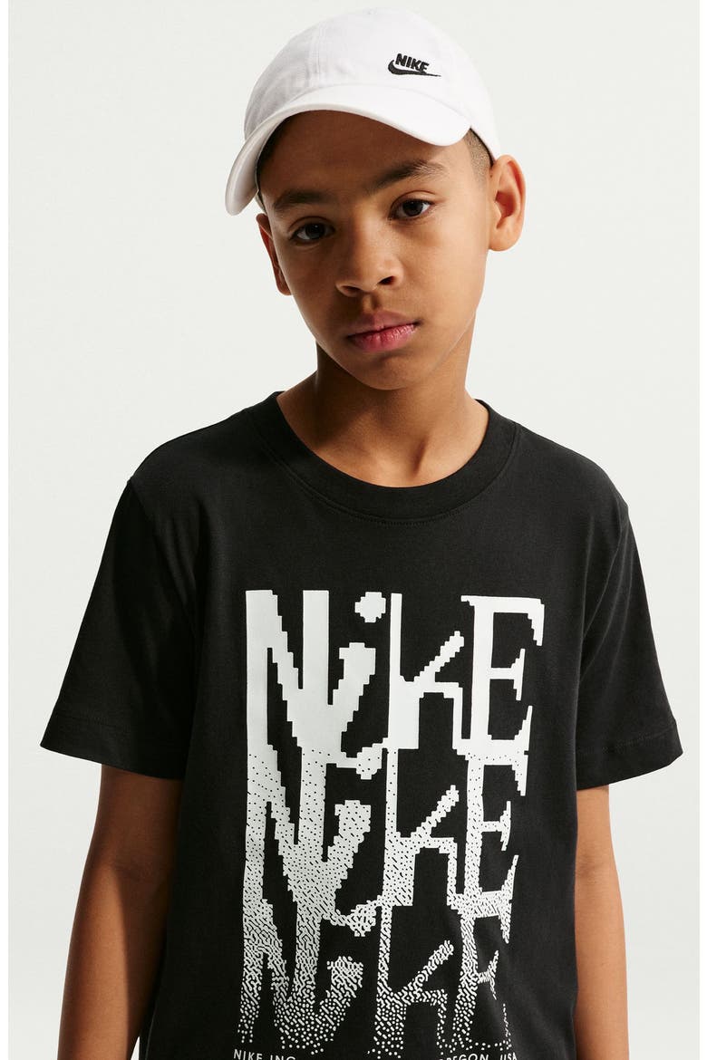 Kids' Stacked Logo Graphic T-Shirt, Alternate, color, BLACK