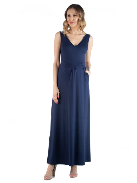Maternity Maxi Sleeveless Dress with Pockets