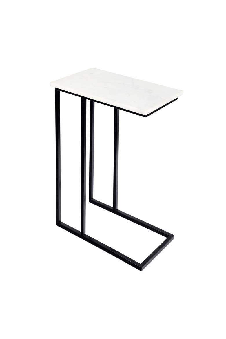 JONATHAN Y Caius Modern Marble Top C-Shaped End Table with Metal Base ...