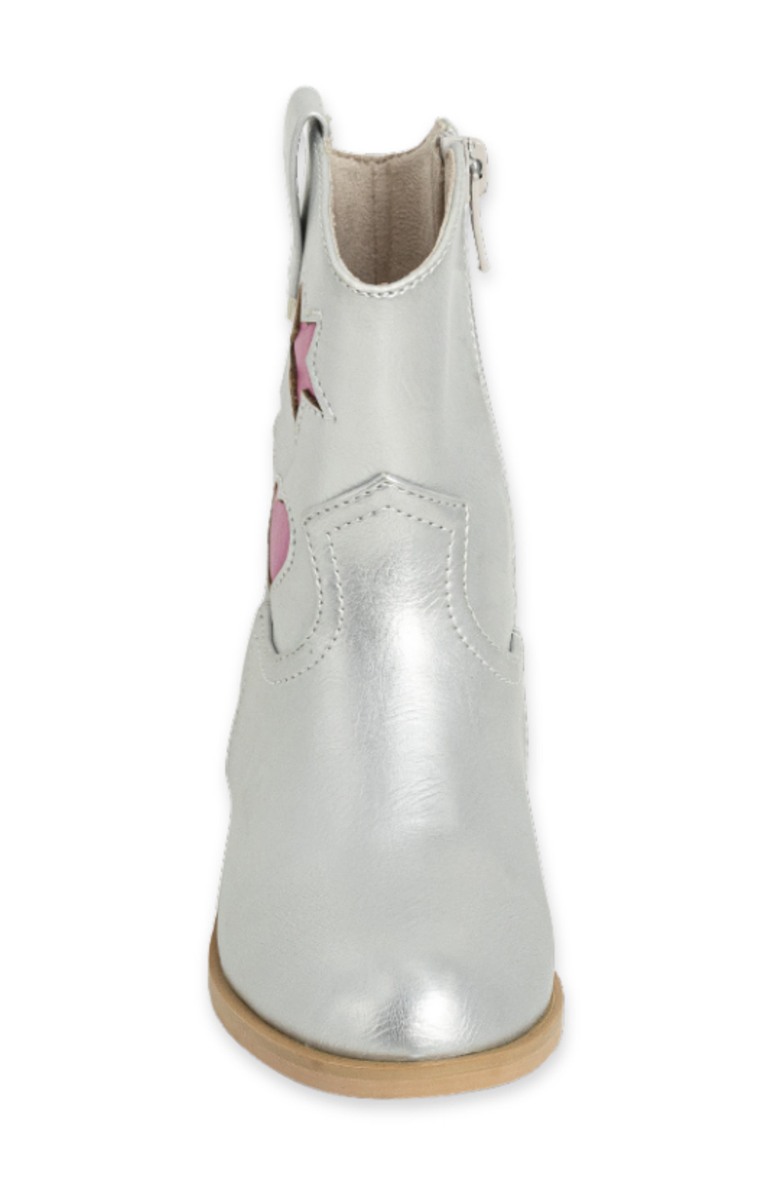 Kids' Zimba Mini Faux Leather Western Boot, Alternate, color, SILVER