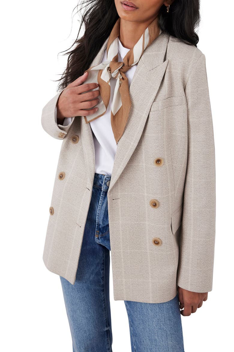 Checked Double Breasted Blazer, Alternate, color, Neutral