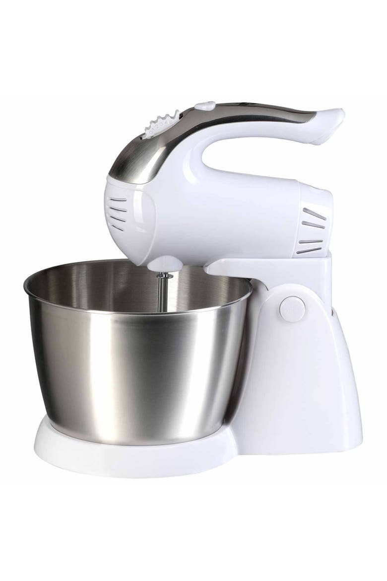 5-Speed Stand Mixer Stainless Steel Bowl 200W in White, Main, color, White