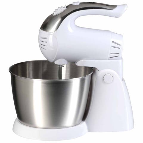 5-Speed Stand Mixer Stainless Steel Bowl 200W in White