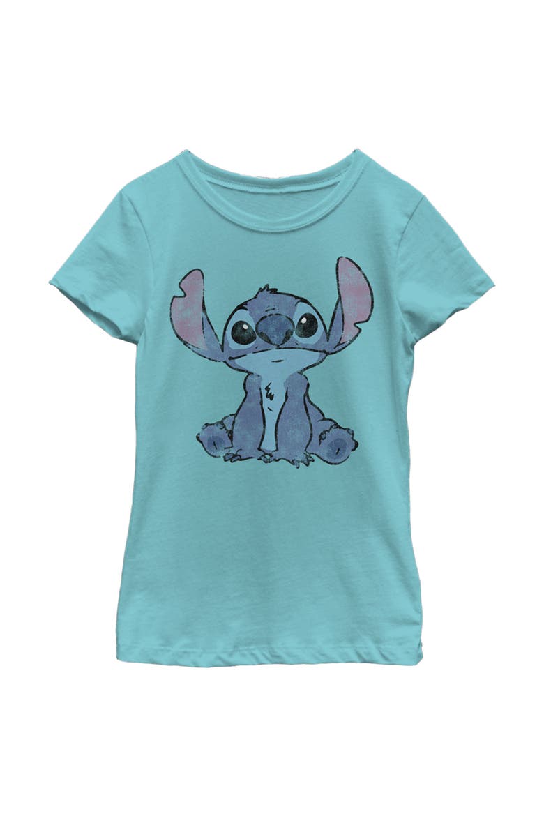 Girl's Lilo & Stitch Watercolor Stitch  Graphic T-Shirt, Main, color, Tahiti Blue