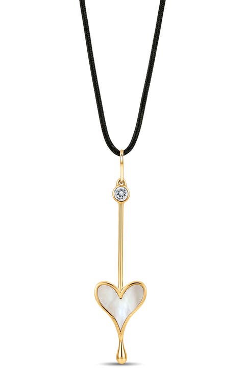 Love Wand Mother-of-Pearl & Lab Grown Diamond Pendant Necklace