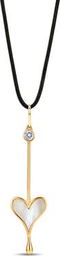 Roseate Love Wand Mother-of-Pearl & Lab Grown Diamond Pendant Necklace