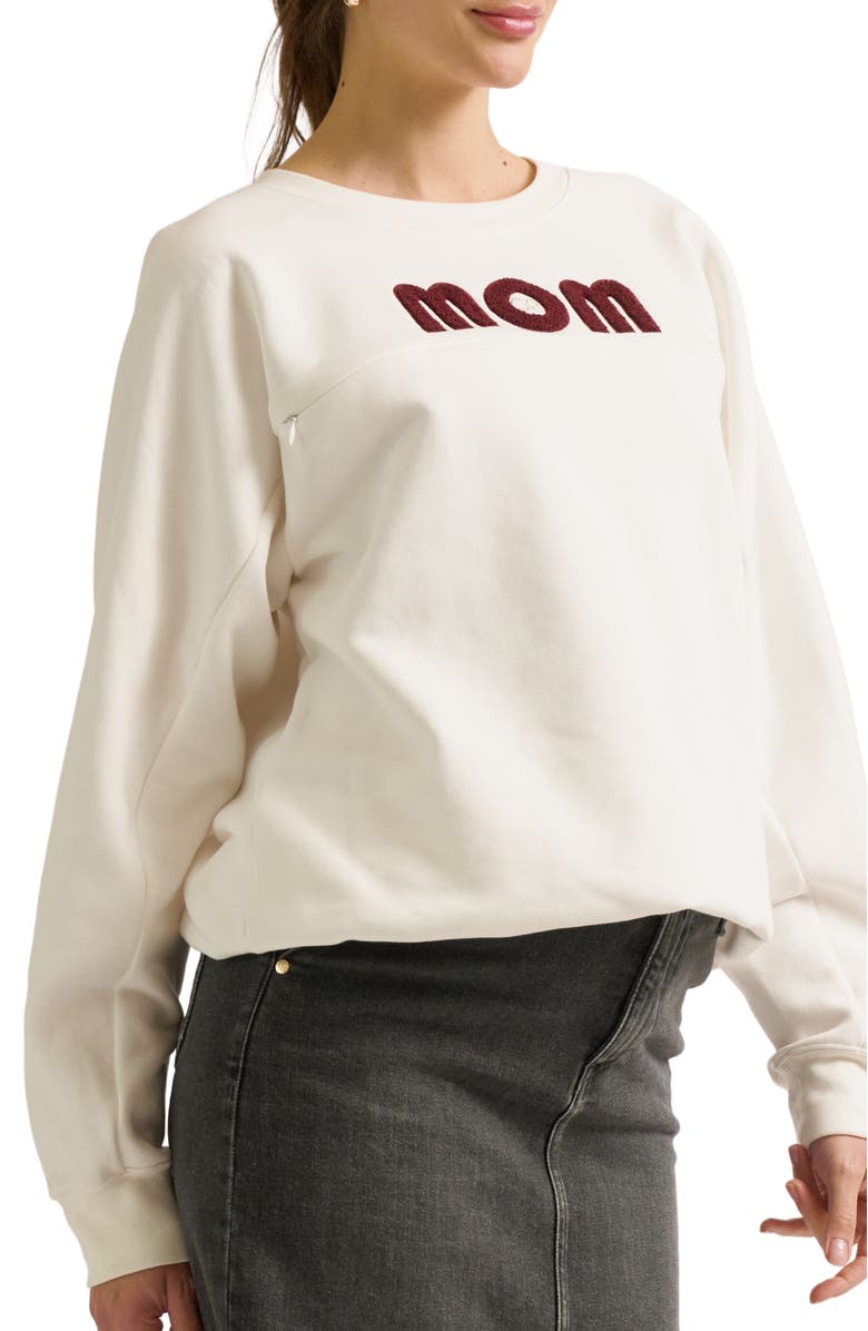 Cache Coeur Mom Maternity & Nursing Sweatshirt, Main, color, Ivory