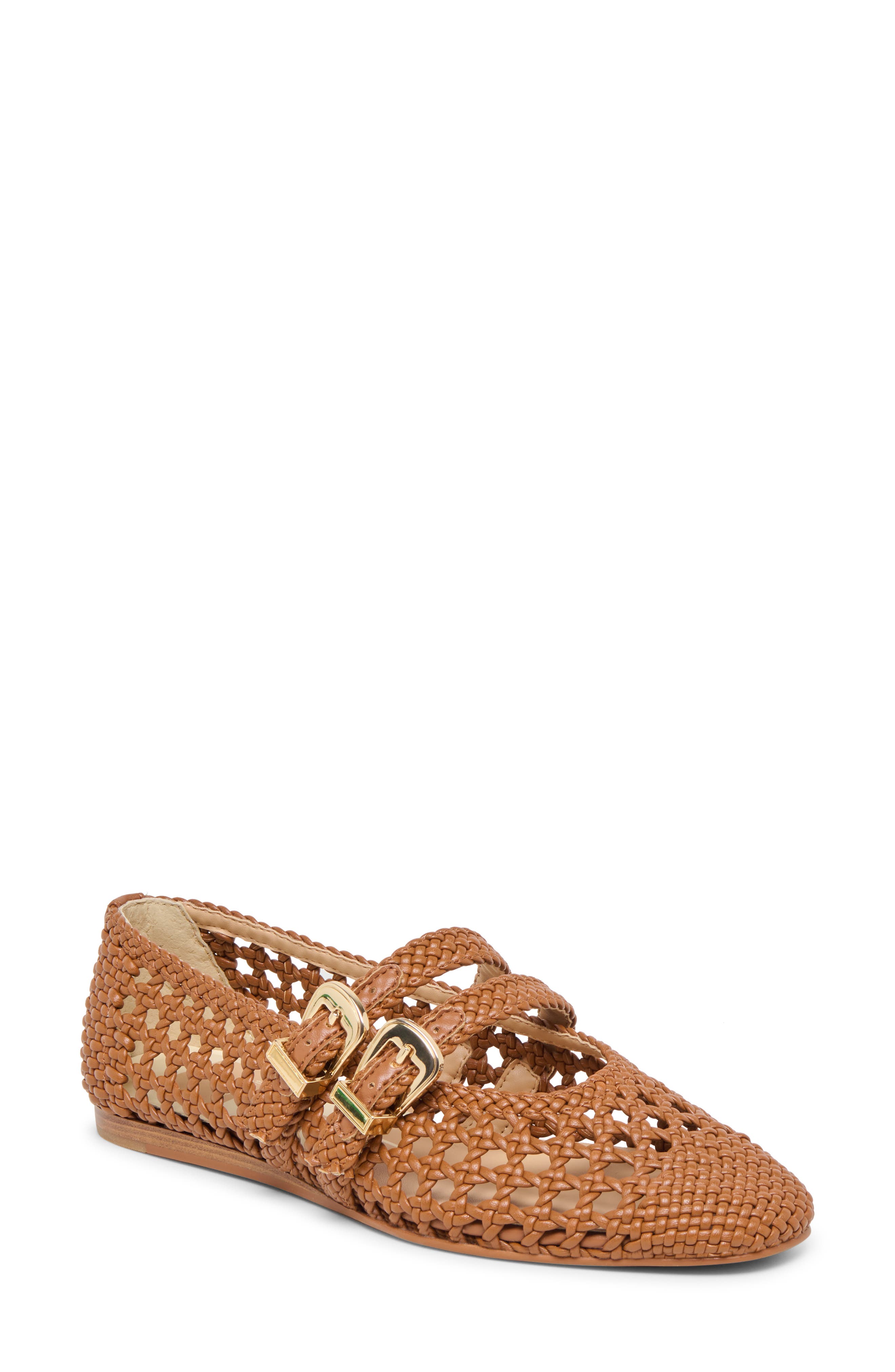 Dolce Vita Baylee Woven Mary Jane Flat, Main, color, Saddle Stella