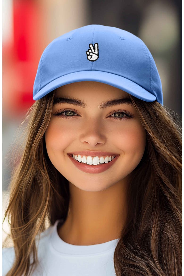 Peace Sign Embroidered Dad Hat, Alternate, color, Light Blue