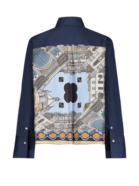 Sirene Milano Print Scarf-back Shirt