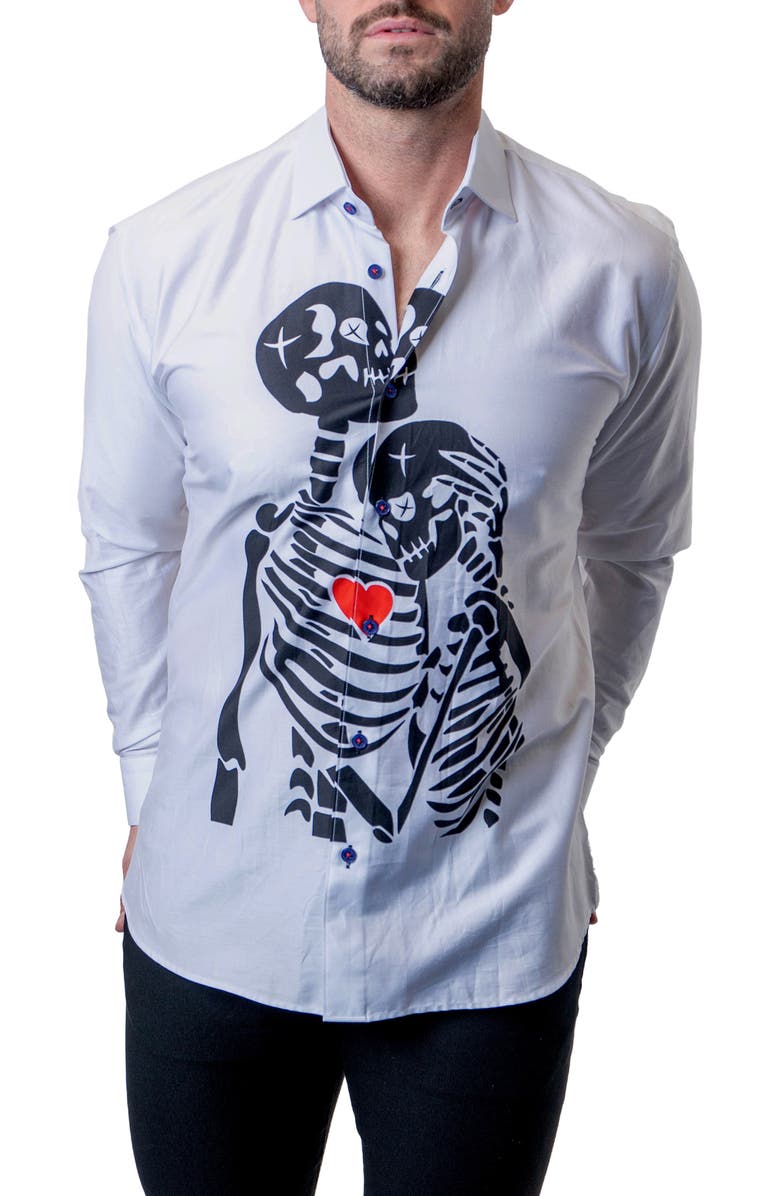 Maceoo Fibonacci Till Death White Button-Up Shirt, Alternate, color, 