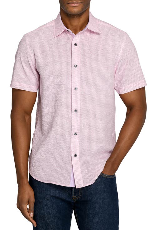 Slim Fit Dot Woven Short Sleeve Seersucker