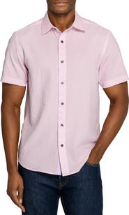 CONSTRUCT Slim Fit Dot Woven Short Sleeve Seersucker