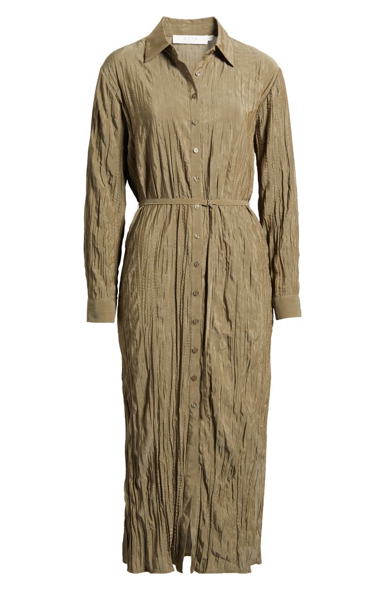 ASTR the Label Belted Long Sleeve Midi Shirtdress, Alternate, color, Olive