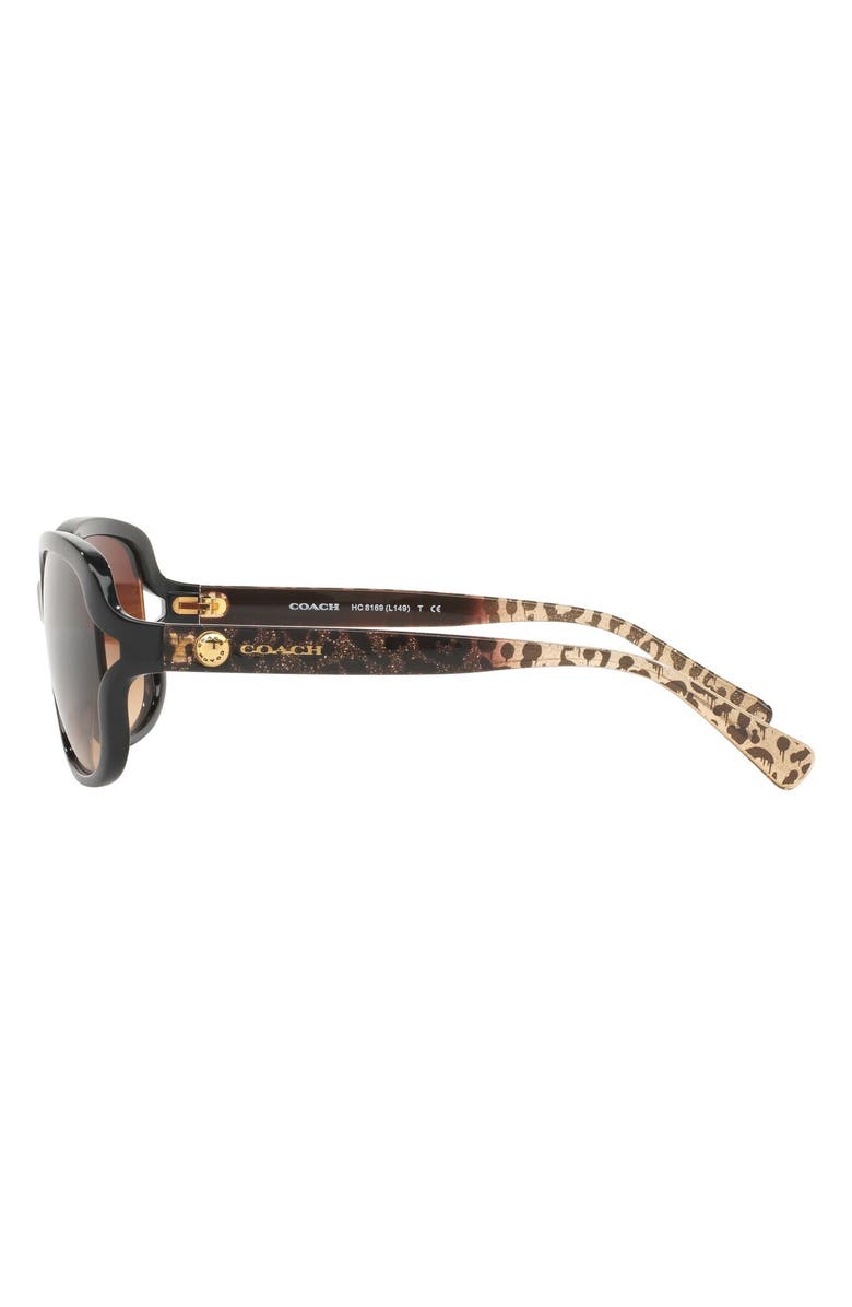 COACH 58mm Gradient Square Sunglasses, Alternate, color, Black Tiger