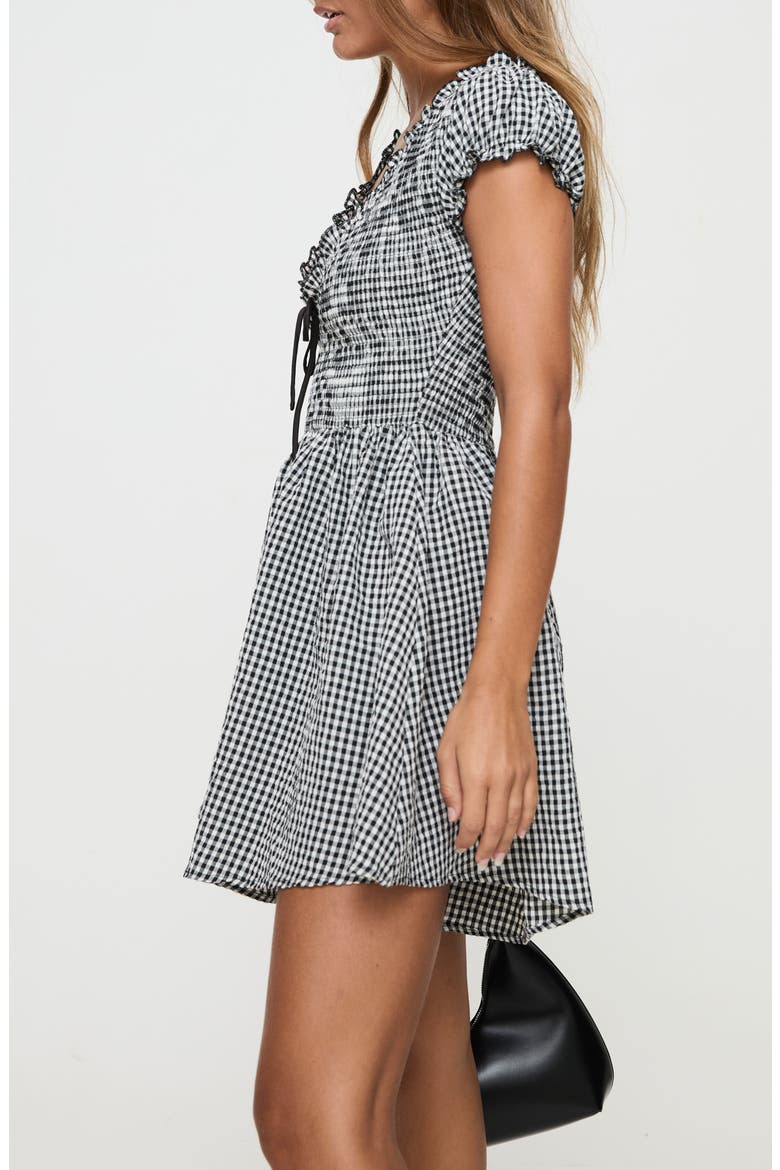 Wescott Gingham Romper, Alternate, color, BLACK / WHITE