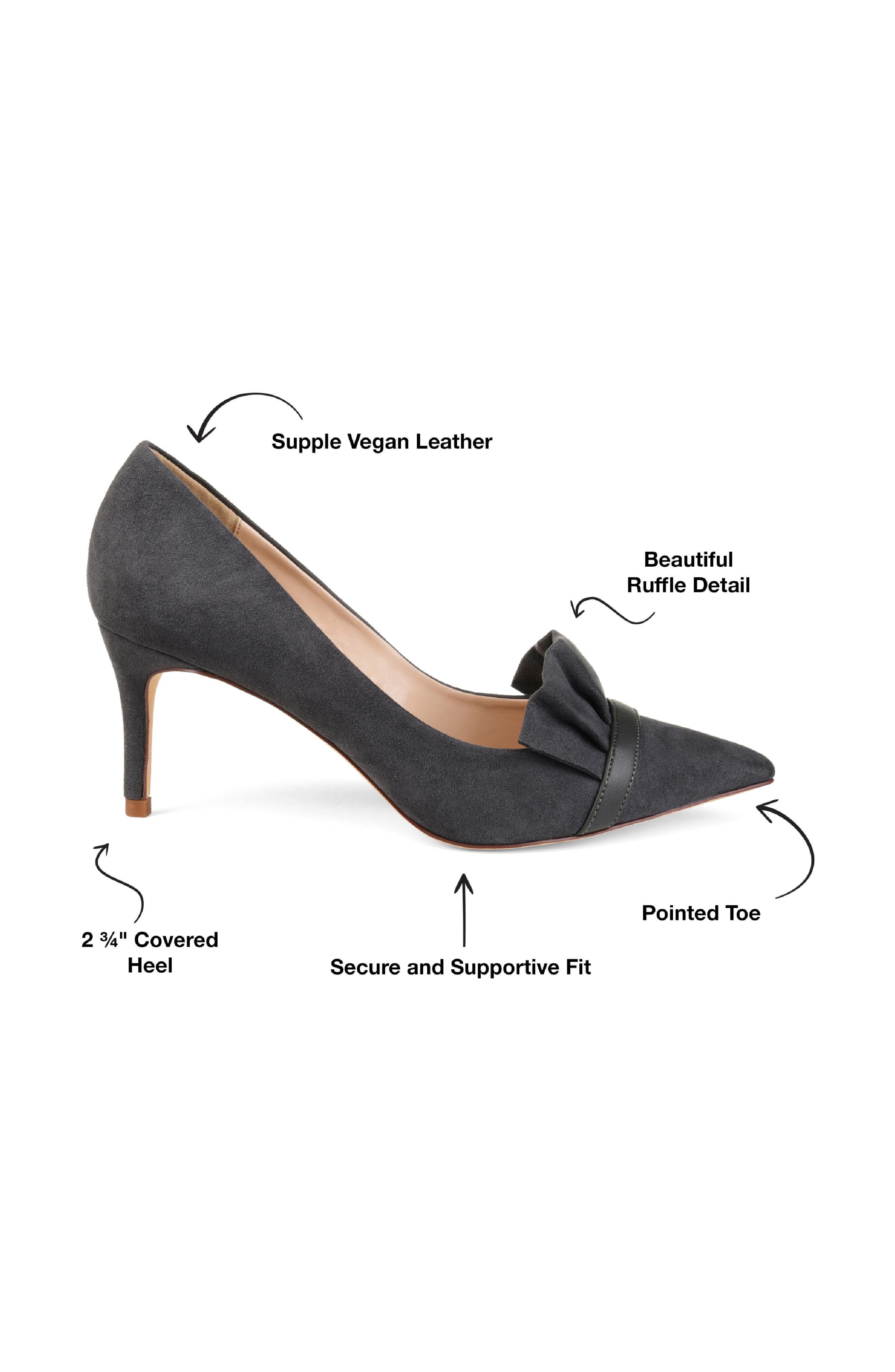 JOURNEE Marek Ruffle Pump, Alternate, color, GREY