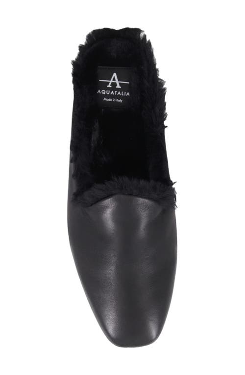 Aquatalia Rosabella Faux Fur Lined Leather Mule In Black