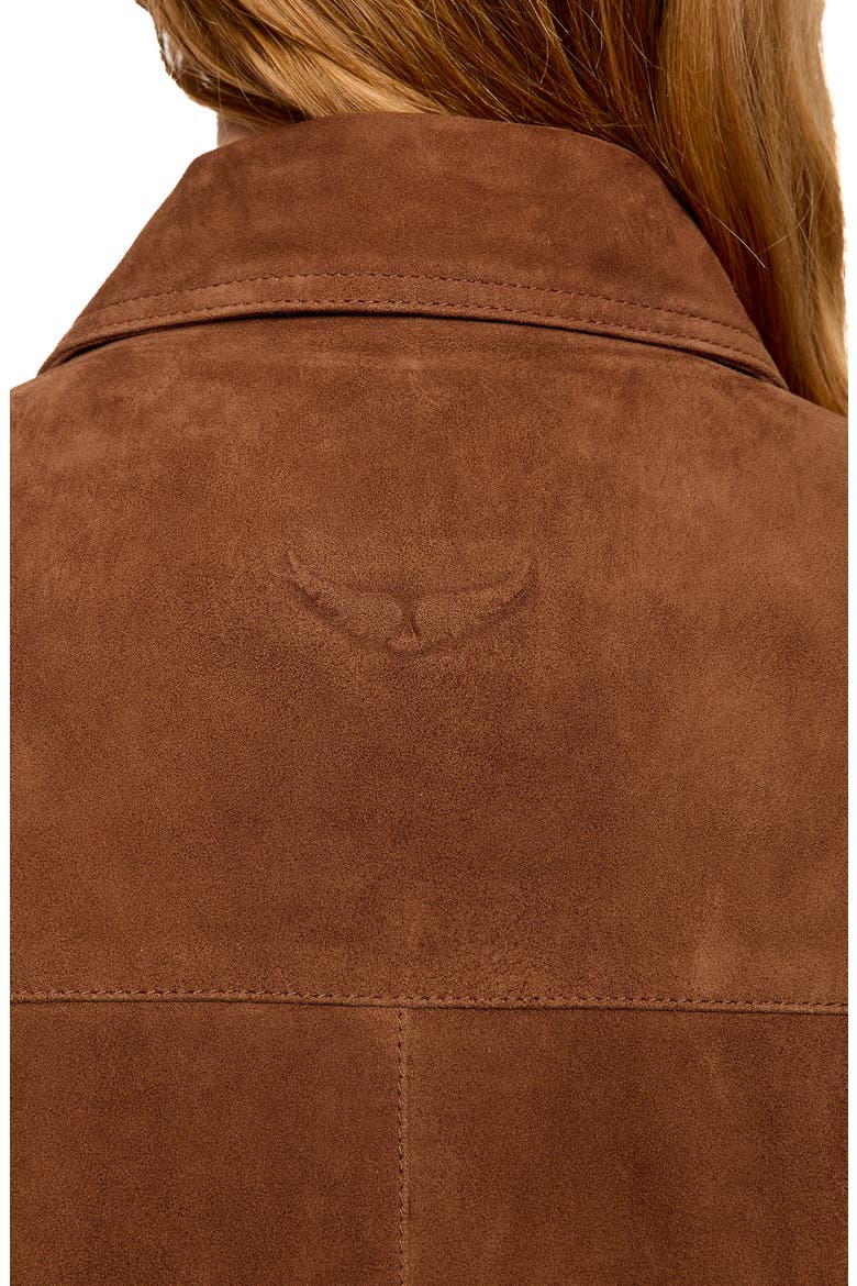 Lessa Suede Leather Jacket, Alternate, color, COGNAC