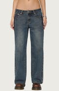 EDIKTED Contrast Panel Low Rise Wide Leg Jeans