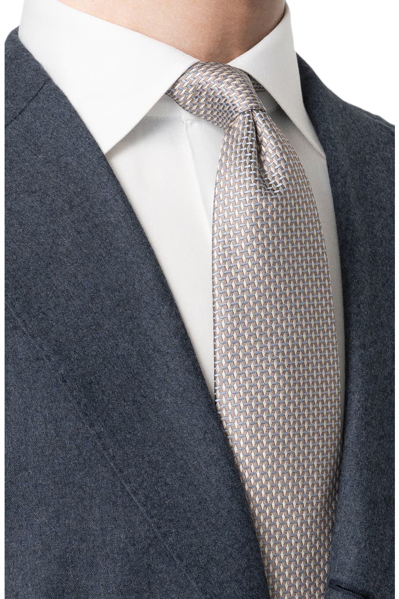 Micro Geometric Woven Silk Tie, Alternate, color, LIGHT BEIGE