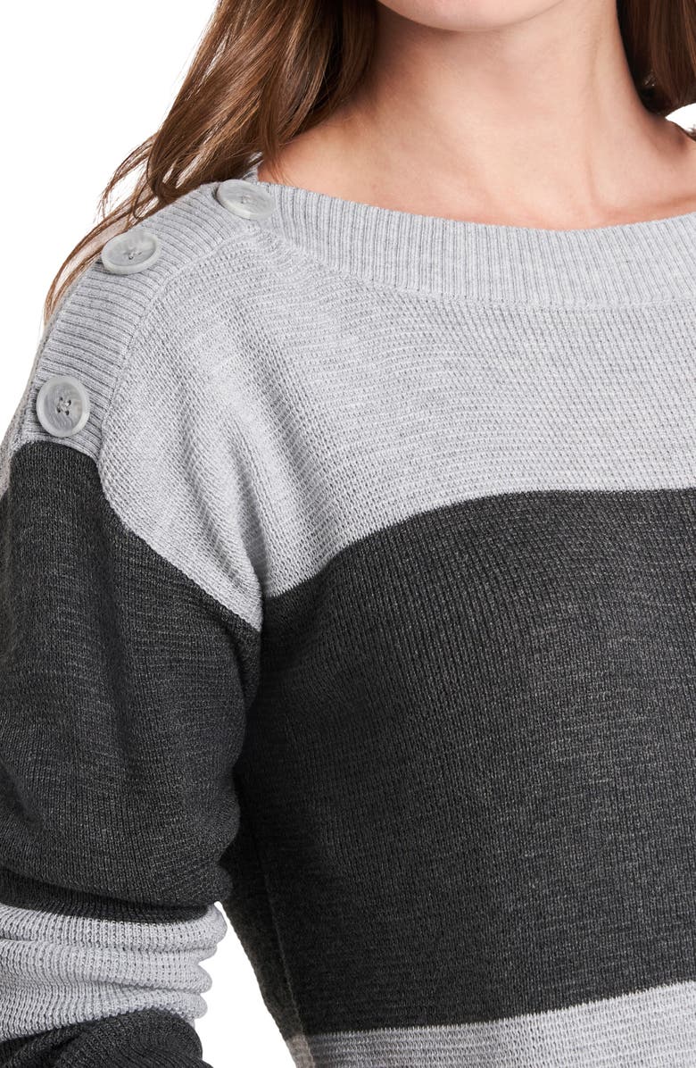 Vince Camuto Button Shoulder Stripe Sweater, Alternate, color,