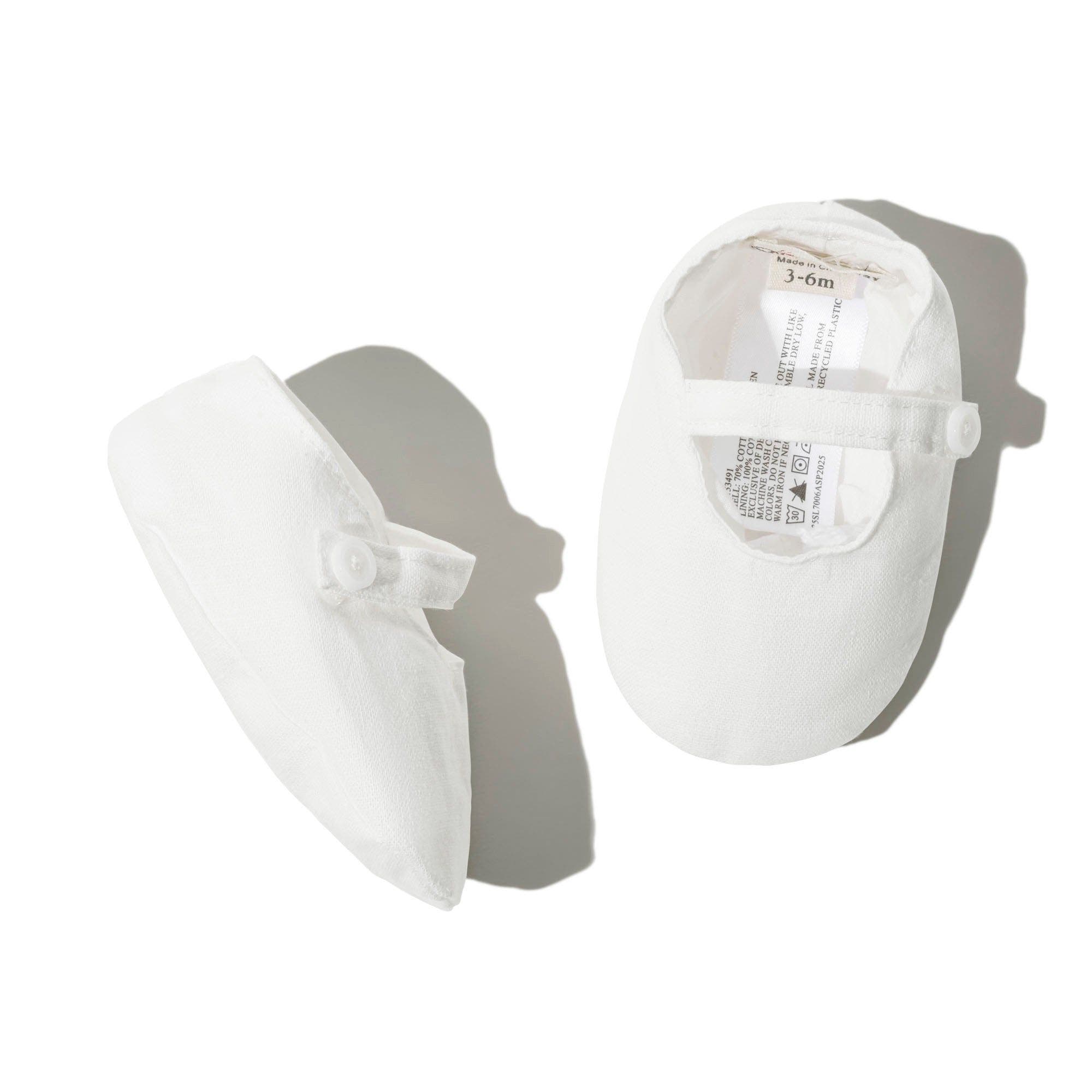 Hope & Henry Baby Linen Button Strap Soft Shoe, Infant, Alternate, color, 