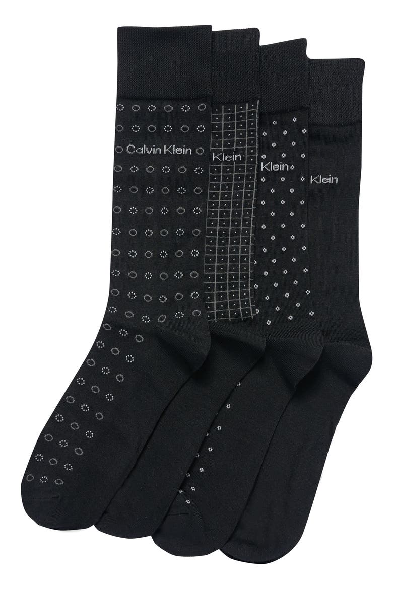 Assorted 4-Pack Dress Socks, Main, color, BLACK