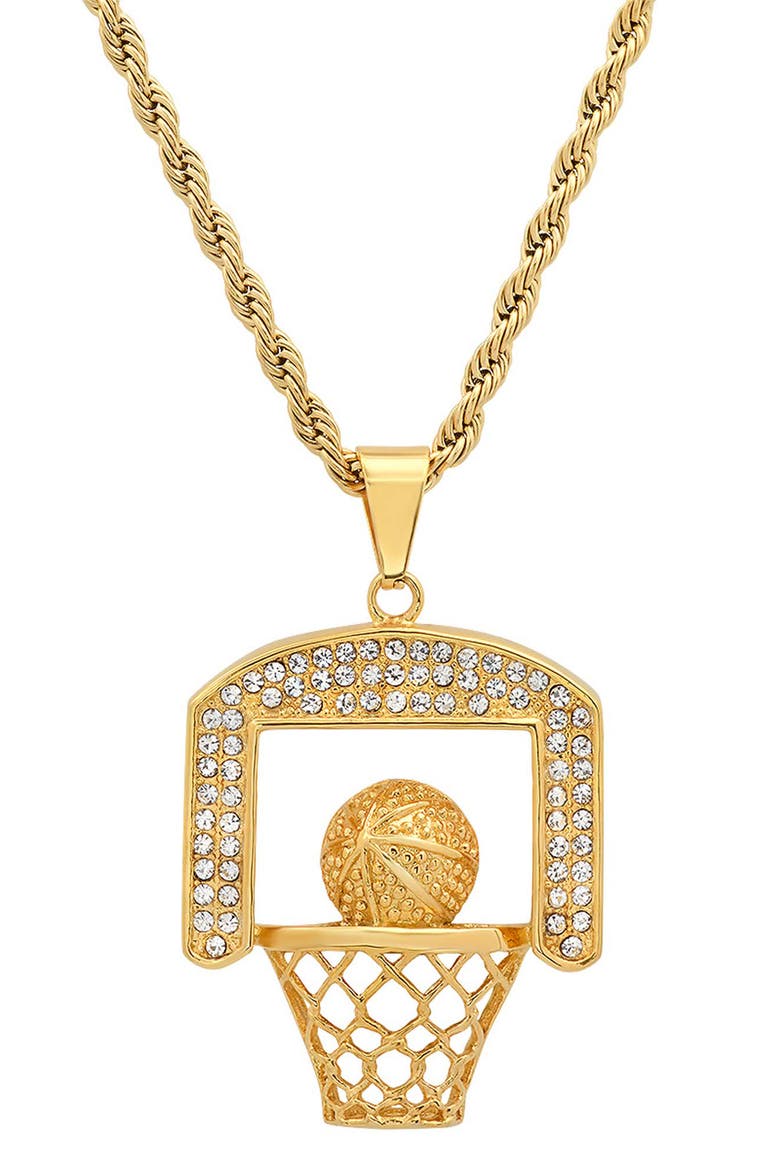Men's 18k Gold Plated Basketball Hoop Pendant Necklace, Main, color, GOLD