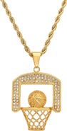 STEELTIME Men's 18k Gold Plated Basketball Hoop Pendant Necklace
