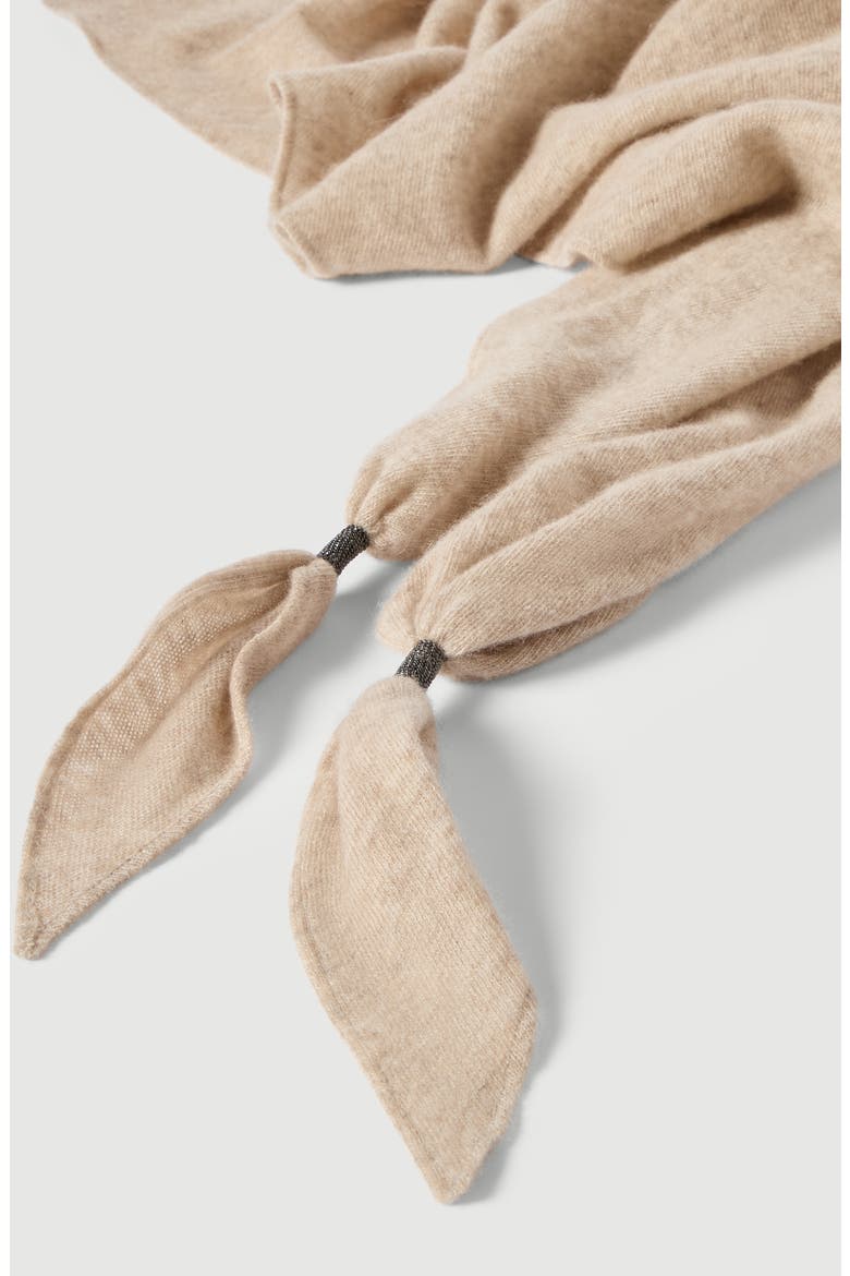 Cashmere scarf with shiny details, Alternate, color, Beige