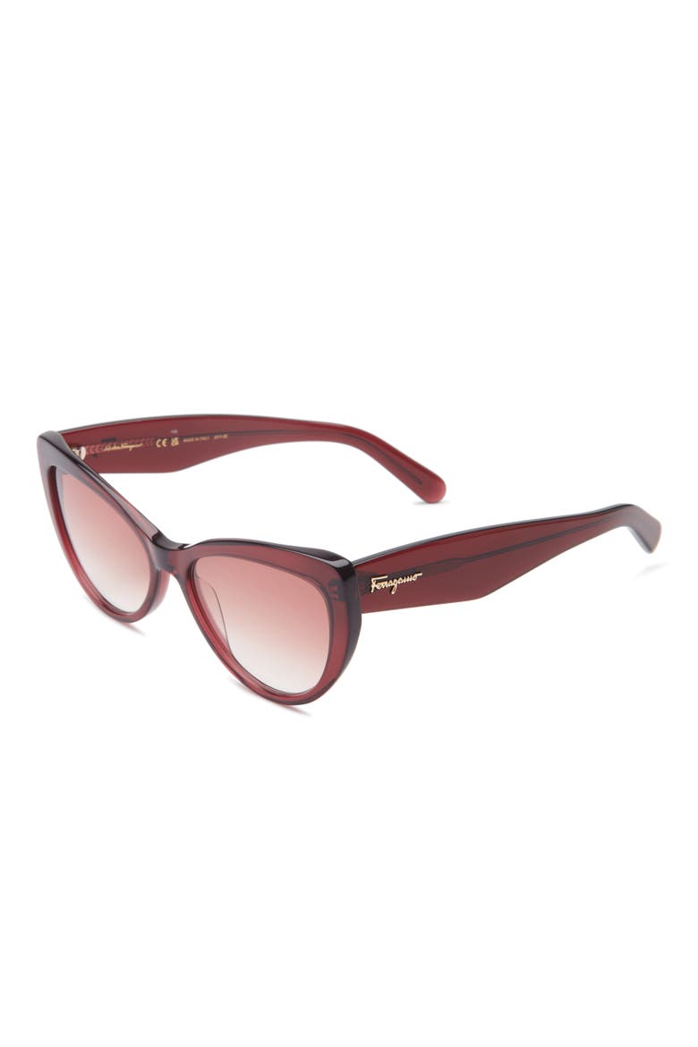 Salvatore Ferragamo 56mm Cat Eye Sunglasses, Alternate, color, WINE