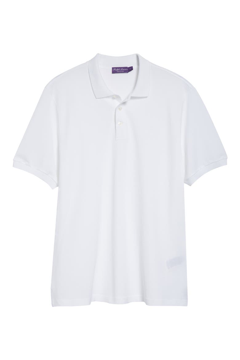 Embroidered Logo Cotton Piqué Polo, Alternate, color, CLASSIC WHITE