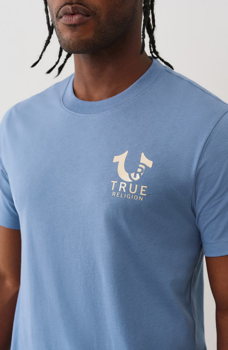 True Religion Mixed Logo Graphic T-Shirt, Alternate, color, Coronet Blue