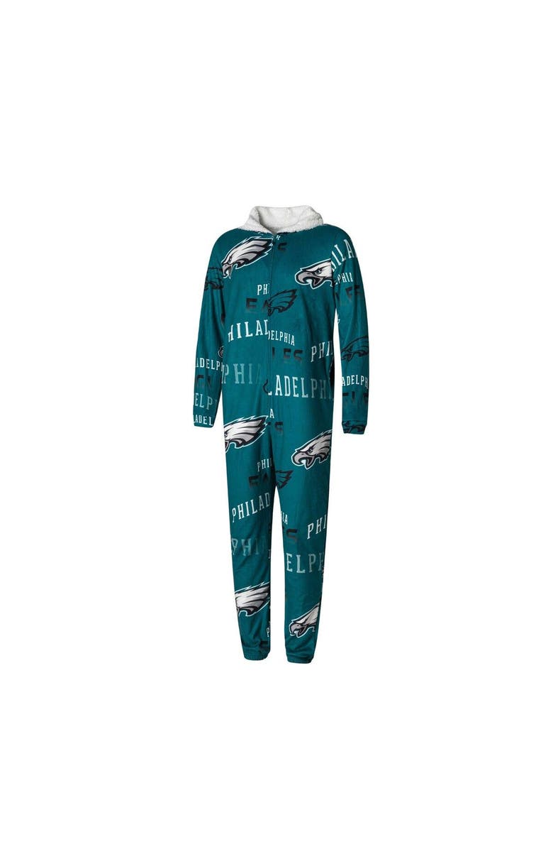 CONCEPTS SPORT Men's Concepts Sport Midnight Green Philadelphia Eagles Windfall Microfleece Union Suit Pajamas, Alternate, color,