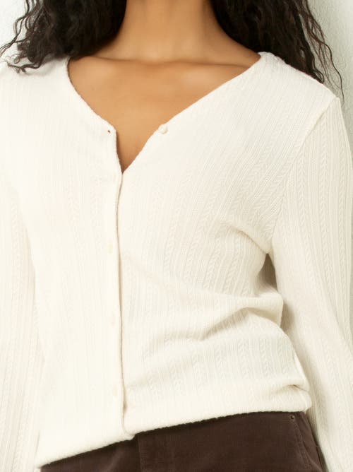 Single Stitch Cable Knit Cardigan In White