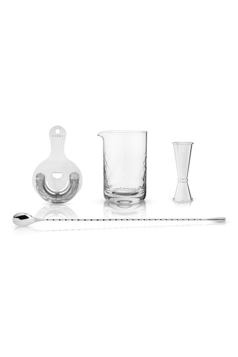 Harrison 4-Piece Barware Set in Stainless Steel Set of 4, Main, color, STAINLESS STEEL