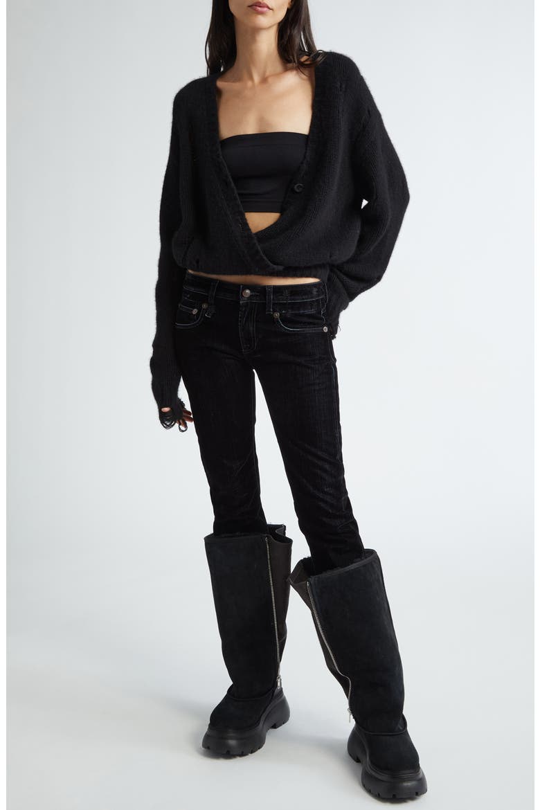 Straight Leg Jeans, Alternate, color, FLOCKED BLACK