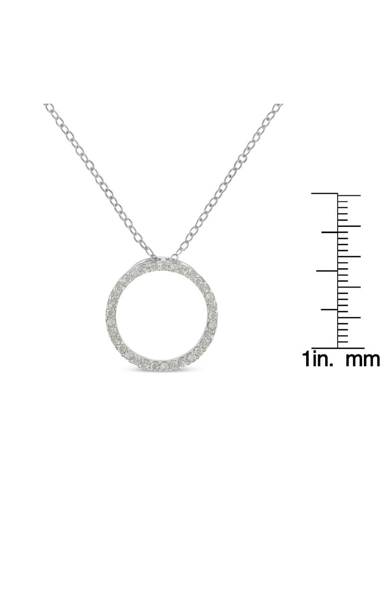 Haus of Brilliance Silver 1/3 Cttw Round-Cut Diamond Open Circle Halo 18" Pendant Necklace, Alternate, color, White