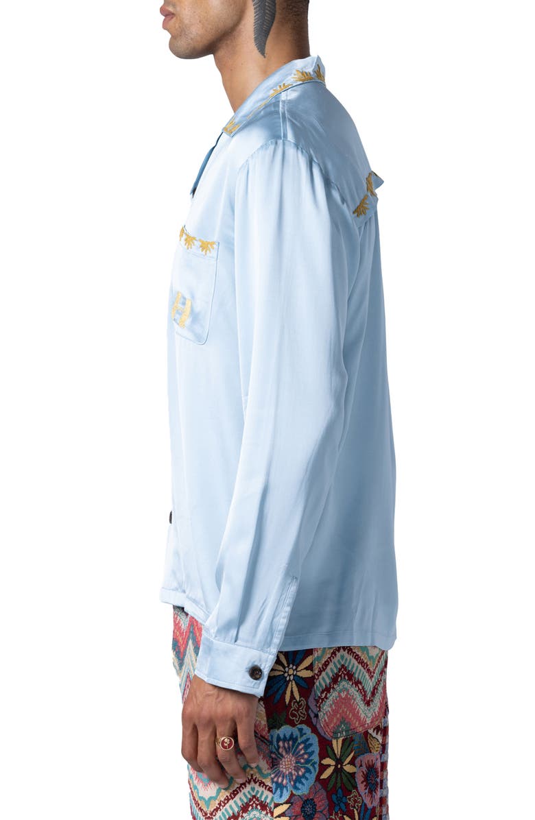 HONOR THE GIFT Palm Stitch Embroidered Long Sleeve Camp Shirt, Alternate, color, 