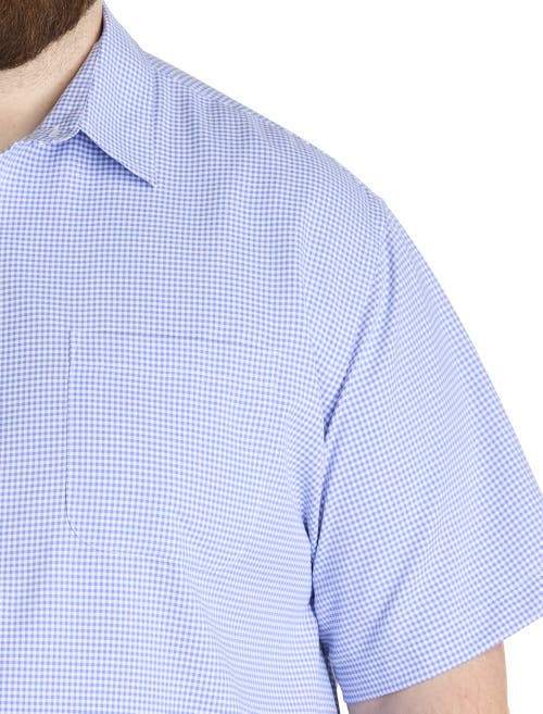 Harbor Bay By Dxl Big & Tall Microfiber Small Check Sport Shirt In Blue