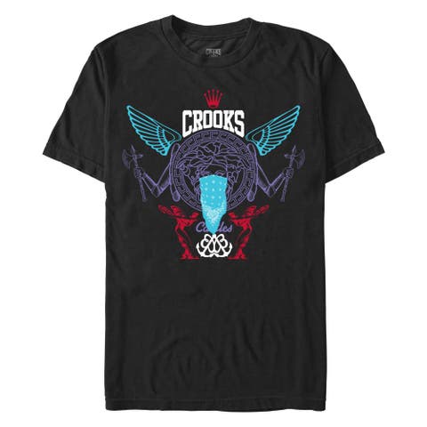 Men's Crooks & Castles Abstract Medusa Purple and Blue Logo Graphic T-Shirt