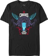Crooks & Castles Men's Crooks & Castles Abstract Medusa Purple and Blue Logo Graphic T-Shirt
