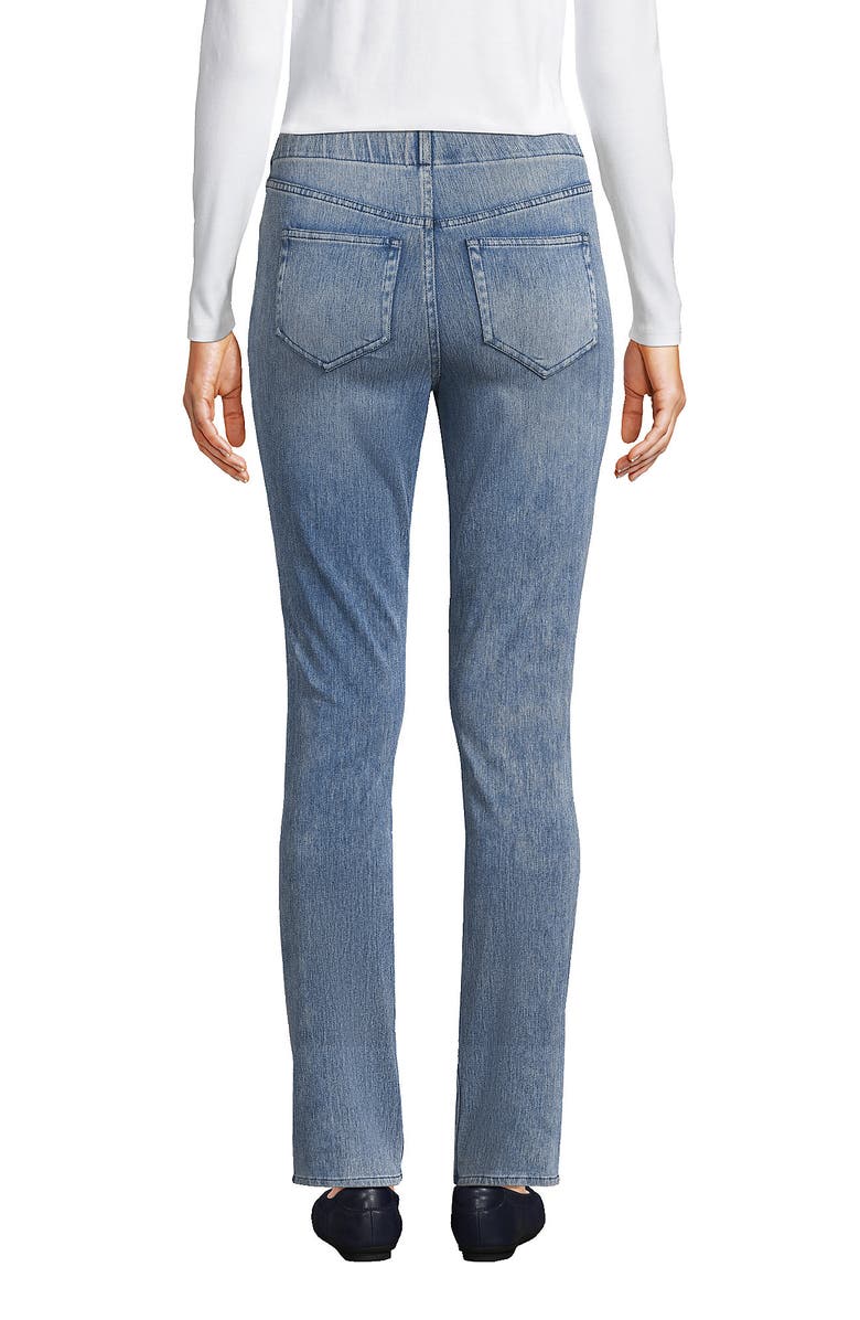 Lands' End Starfish High Rise Knit Denim Straight Jeans, Alternate, color, Light Brook
