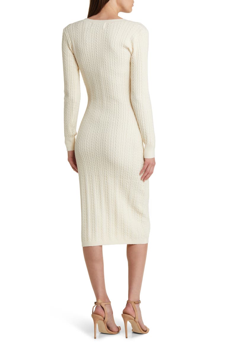Cable Stitch Long Sleeve Sweater Dress, Alternate, color, CREAM