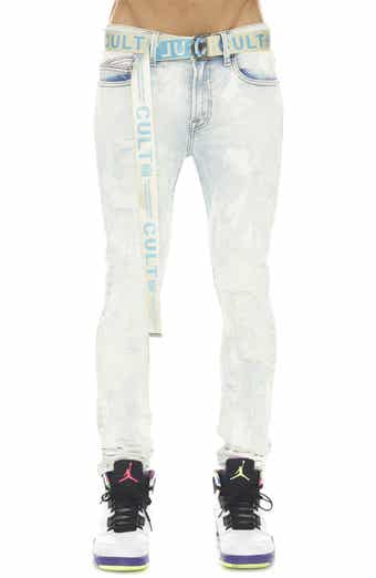 Punk Belted Distressed Super Skinny Jeans
